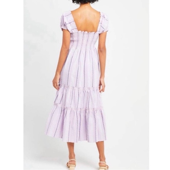 o.p.t Dresses & Skirts - NWT O.PT. Serenette Square Neck Smocked
Gingham Midi Dress Sz M purple pink